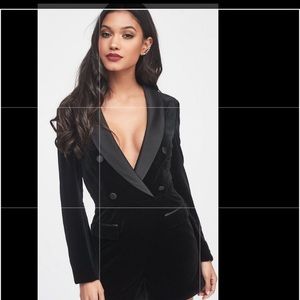 soft velvet and satin mix tailored playsuit